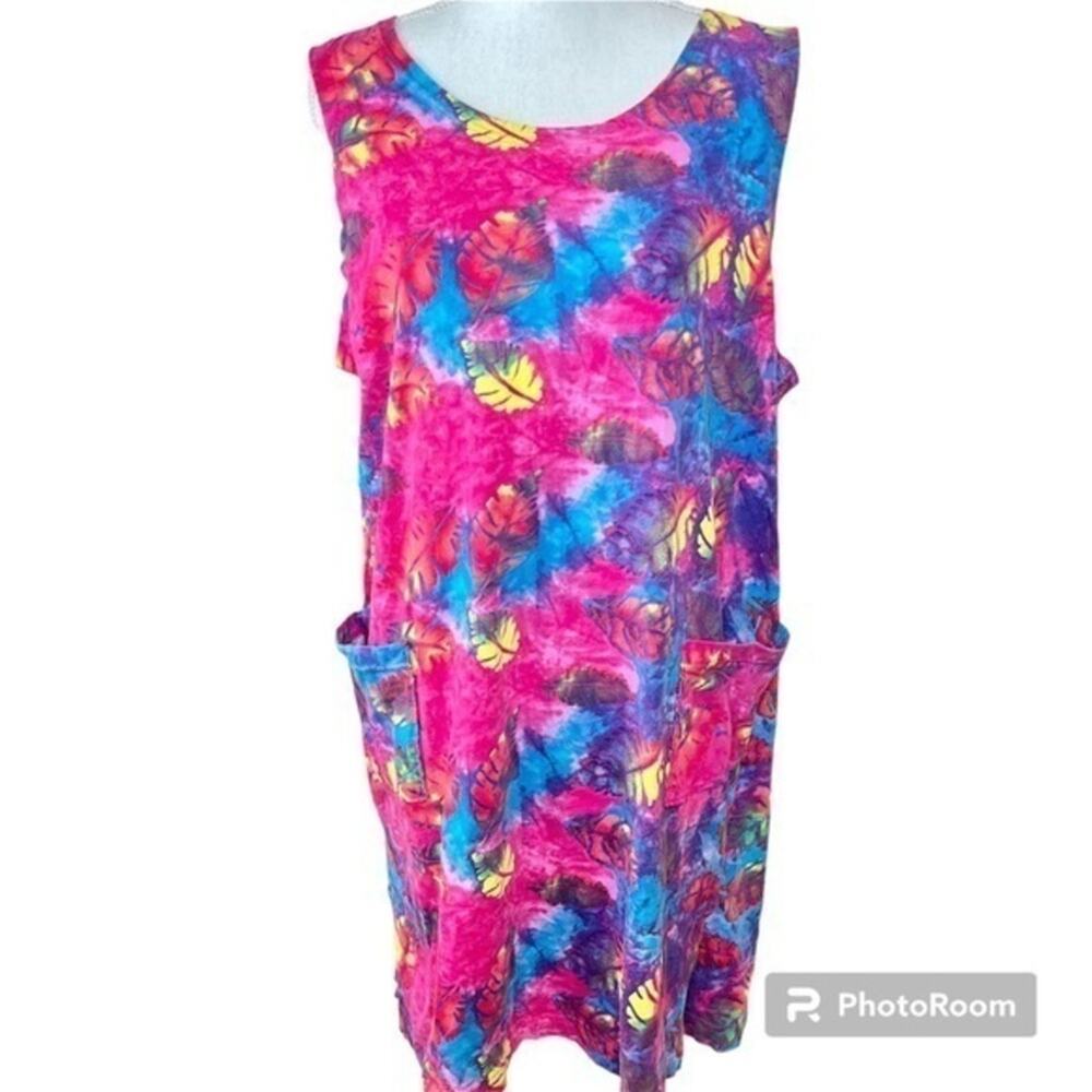 INGEAR Womens Vintage 90s Pink Tropical Floral Hawaiian Vacation Dress Size 1X